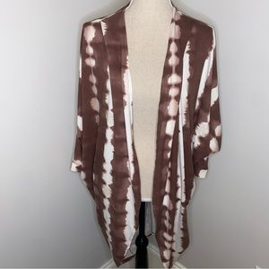 Callie Mac open front oversized tie dye dolman sleeve knit cardigan brown Small